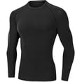 thumbnail image 1 of Alpinario Men's Long Sleeve Compression Shirt Quick Dry Athletic Baselayer for Running Training, Black, 2XL, 1 of 9