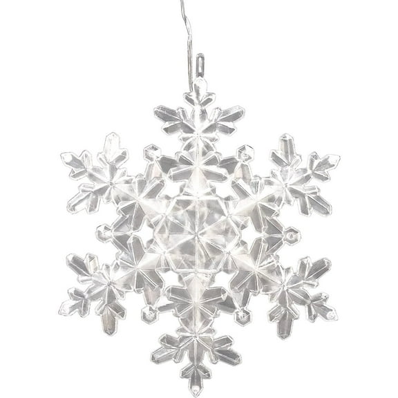 Alpine Plastic LED Snowflake Holiday Decoration - Fading Cool White Light - 8 In. x 10 In.