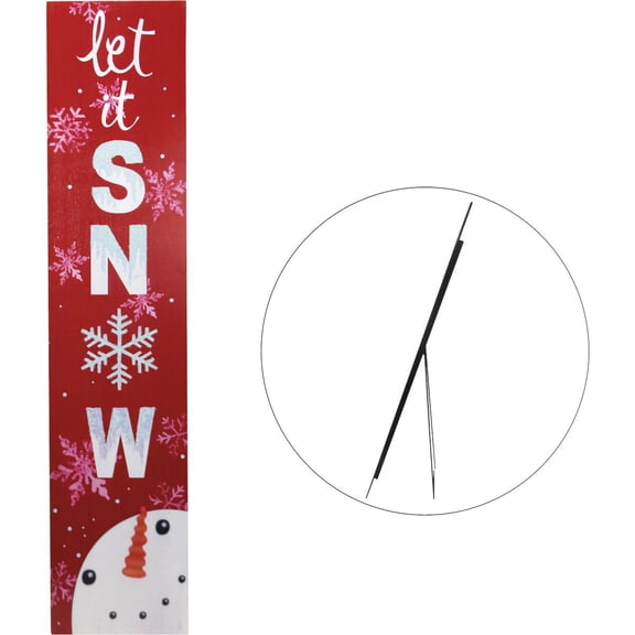 Alpine Xiamen Let It Snow Porch Sign Christmas Decoration - Snowman, Snowflake - 1 Piece  Residential Use, Standard Application