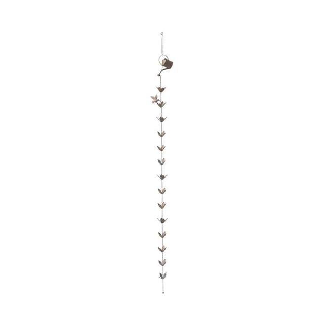 Alpine 8110770 120 in. Metal Watering Can with Hummingbird & Flower Outdoor Decoration, Bronze
