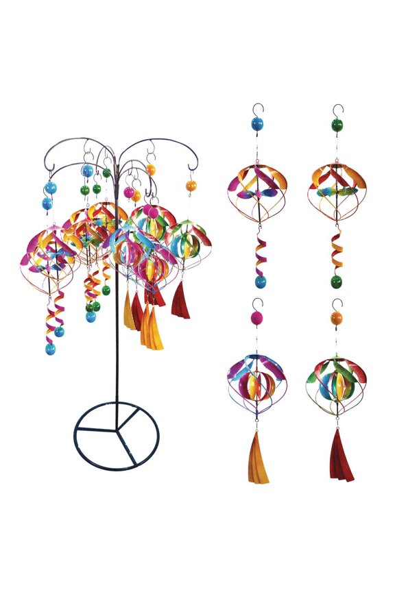 BVF282A 17 In. H. Multi-Color Iron Glamorous Hanging Wind Spinner Display (12-Piece)