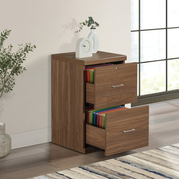 Alpine 2-Drawer Vertical File in Engineered Wood Majestic Walnut Finish