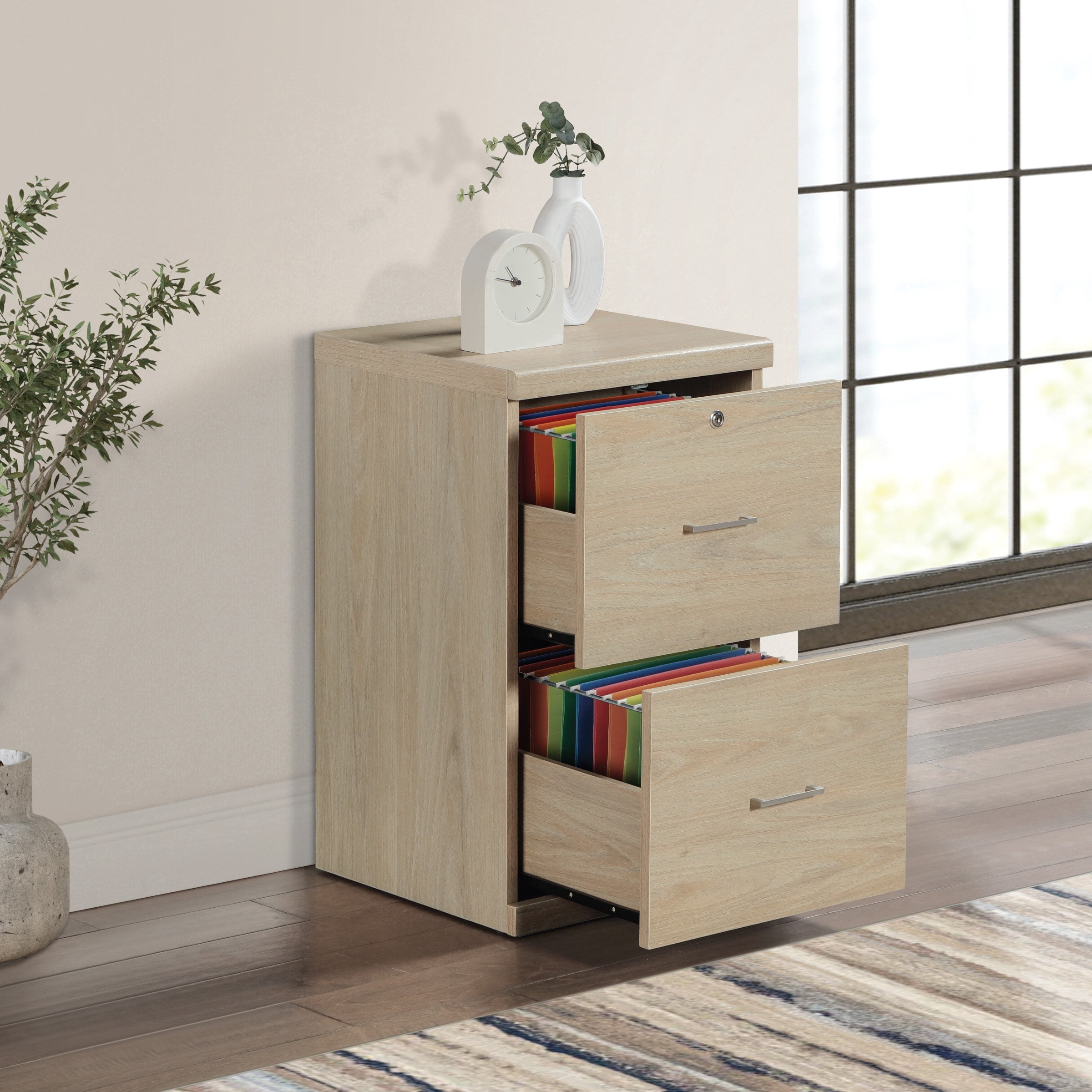 Alpine 2-Drawer Vertical File in Engineered Wood Norwegian Alder Finish ...