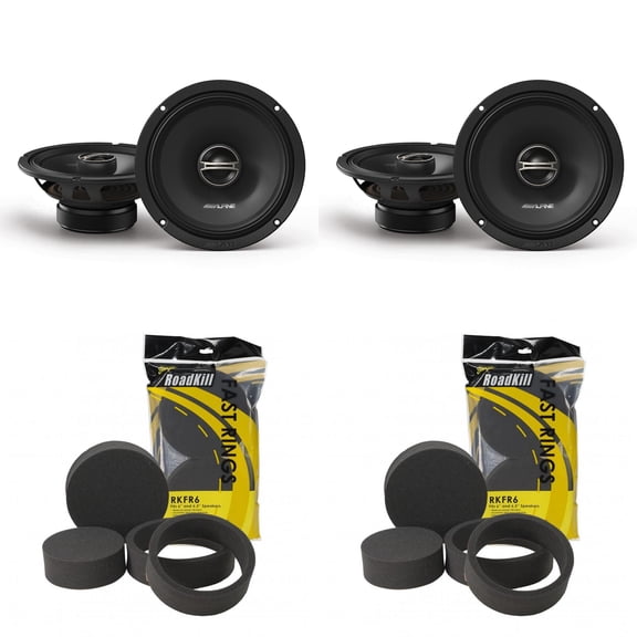 Alpine ( 2 Pair ) DM 6.5" Coaxial with RKFR Foam Fast Ring Speaker Enhancement Kit