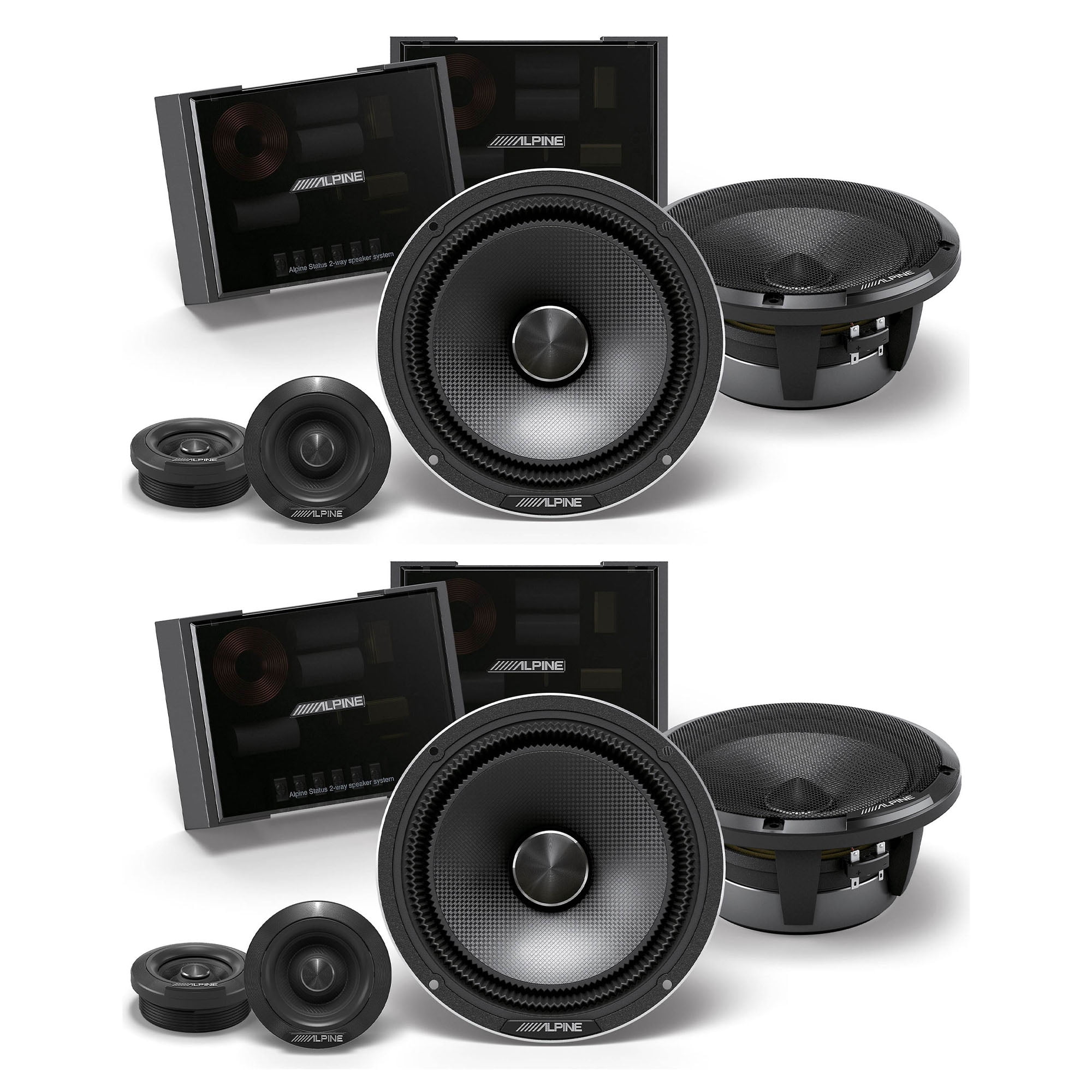 Alpine 2 Pairs HDZ-65CS Alpine Status Series Hi-Res 6.5” 2-Way Slim-fit ...