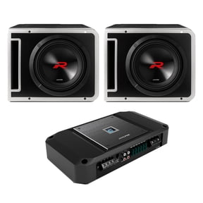 Alpine (2) R2-SB10V 10-inch R-Series Halo Preloaded Sub Enclosure w/ R2-A150M Amp Bundle