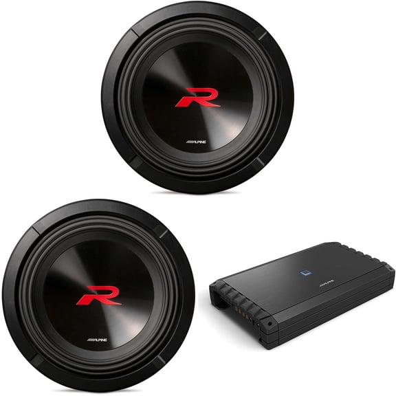 Alpine (2) R2-W10D2 10" R-Series Sub w/ S2-A120M Mono Amp Bundle