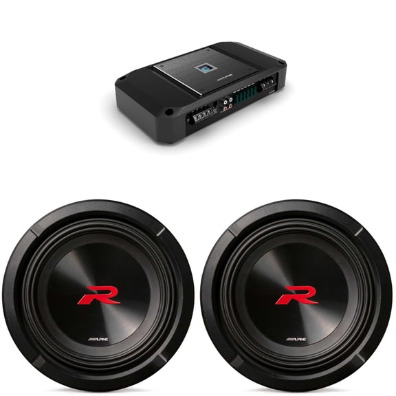 Alpine (2) R2-W8D2 8" R-Series Sub w/ R2-A150M Mono Amp Bundle
