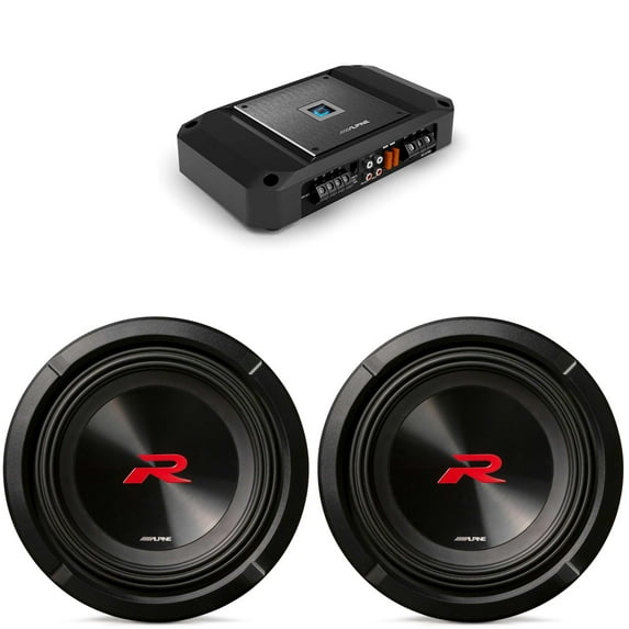 Alpine (2) R2-W8D4 8" R-Series Sub w/ R2-A75M Mono Amp Bundle