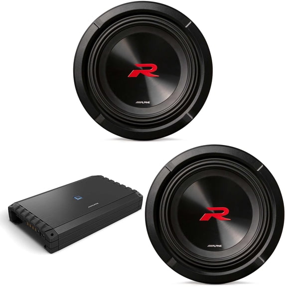 Alpine (2) R2-W8D4 8" R-Series Sub w/ S2-A120M Mono Amp Bundle