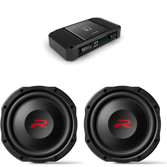 Alpine (2) RS-W10D4 10" Shallow R-Series Sub w/ R2-A150M Mono Amp Bundle