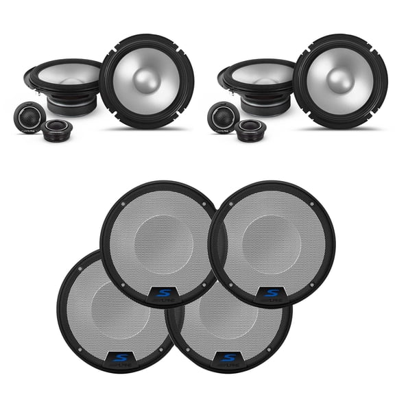 Alpine (2) S2-S65C S-Series 6.5" Component & (2) KTE-S65G 6.5" S-Series Speaker Grill Bundle