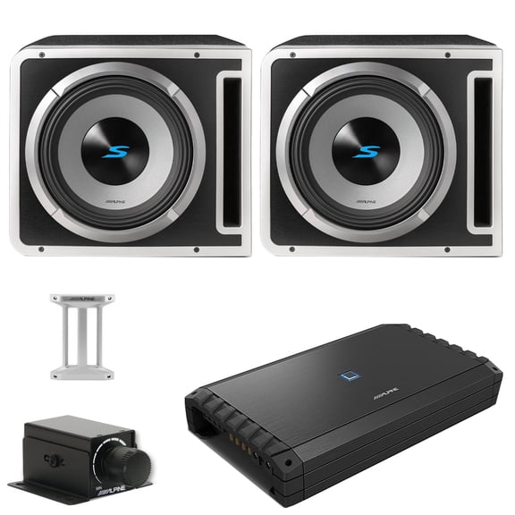 Alpine (2) S2-SB10V 10" Halo S-Series Preloaded Subwoofer Ported Enclosure S2-A120M Mono Amp and Rux Bundle