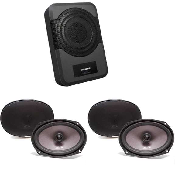 Alpine (2) SXE-6926S 6x9" 2-Way Coaxial Speakers (2 Pair) w/ PWE-S8 Powered 8inch Woofer Bundle