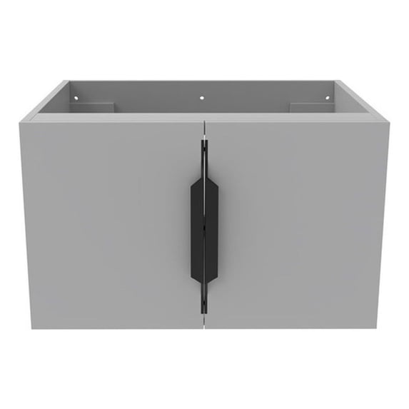 Alpine 24" Wood Floating Vanity Base in Gray with Black Handles