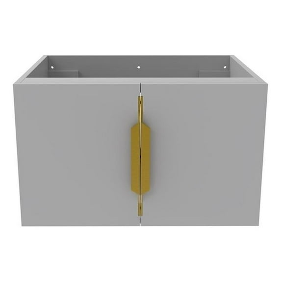 Alpine 24" Wood Floating Vanity Base in Gray with Gold Handles