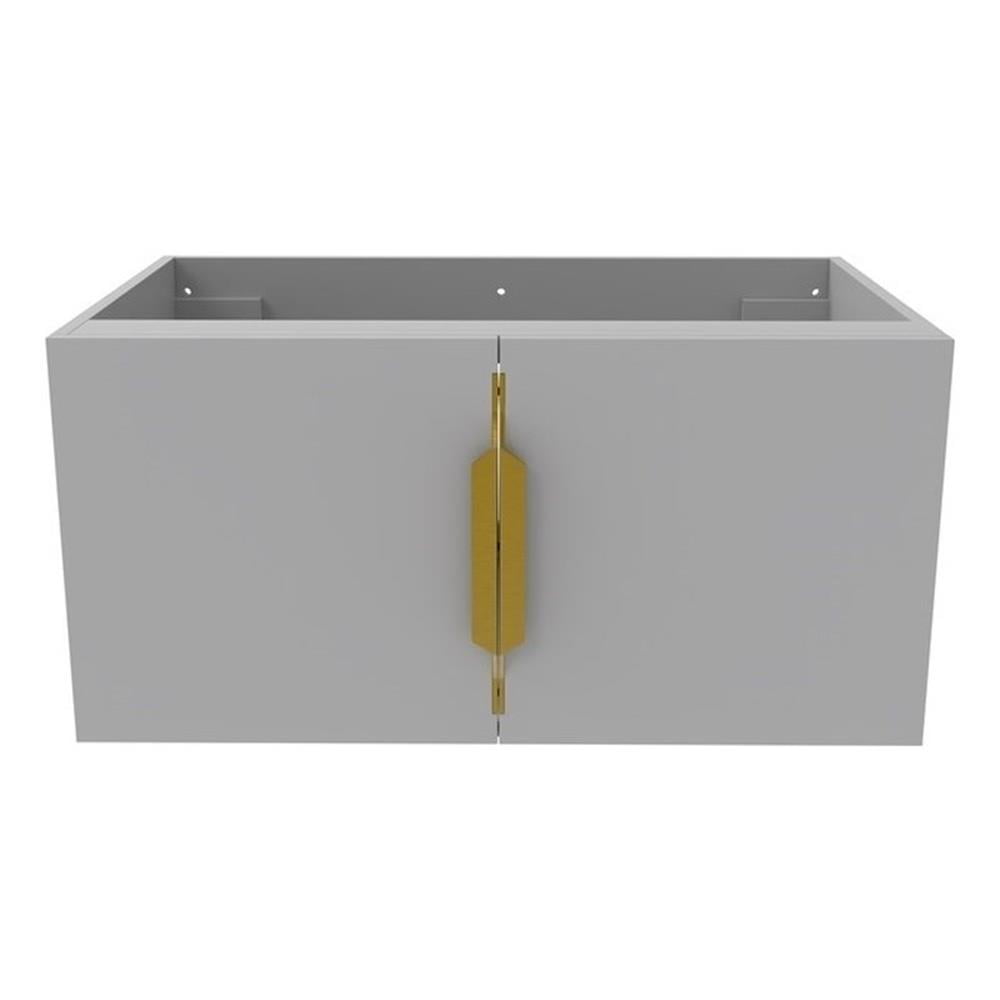 Gray and Gold 30" Modern Wall-Mounted Single Vanity Base