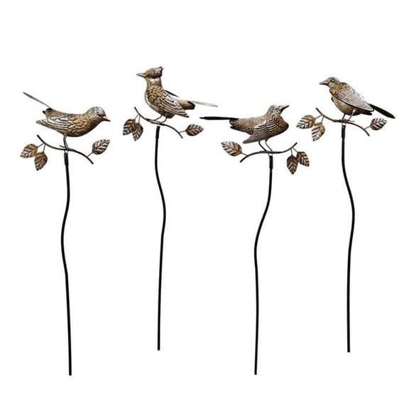 Alpine 8108653 32 in. Bronze Metal Bird Outdoor Garden Stake - Pack of 12