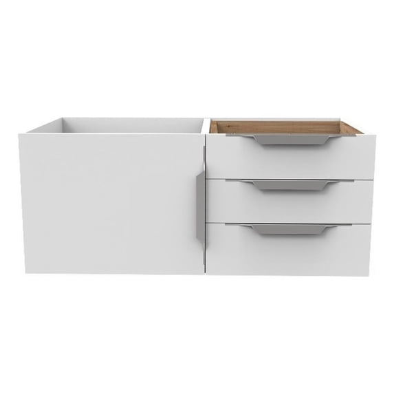 Alpine 35" White Wood Floating Vanity Base/Brushed Nickel Handles