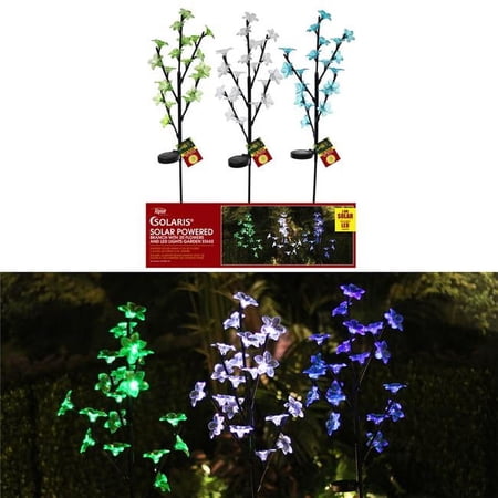 Alpine  38 in. Solalris Plastic Flowering Tree Branch Solar Garden Stake, Multi Color - Pack of 6