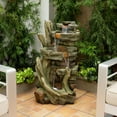 thumbnail image 1 of Alpine 39" Outdoor Multi-Tier Stone Tower Waterfall Electric Fountain with LED Lights, 1 of 11