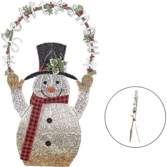 Alpine Warm White LED Snowman Lighted Decoration CHT914 - Outdoor Mesh Shatterproof - 42 In