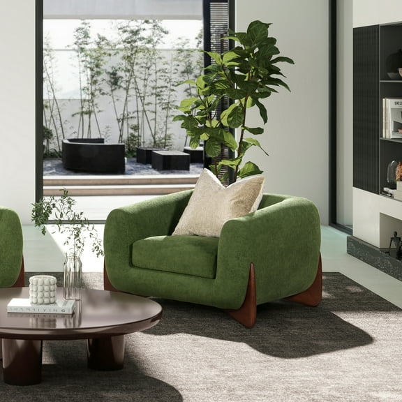 Alpine 44" Sherpa Arm Chair with Moss Green Fleeced Teddy Fabric