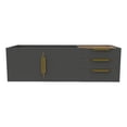 thumbnail image 1 of Alpine 48" Wood Floating Vanity Base in Black with Gold Handles, 1 of 5