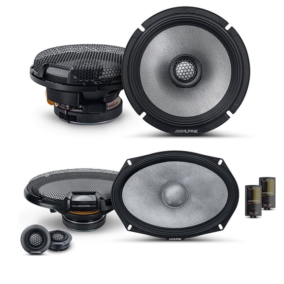 Alpine 6.5" & 6x9" R2 High-Resolution Speaker Bundle - A Pair of R2-S69C 2-Way Component Speakers & a Pair of R2-S65 6.5" Coaxial Speakers