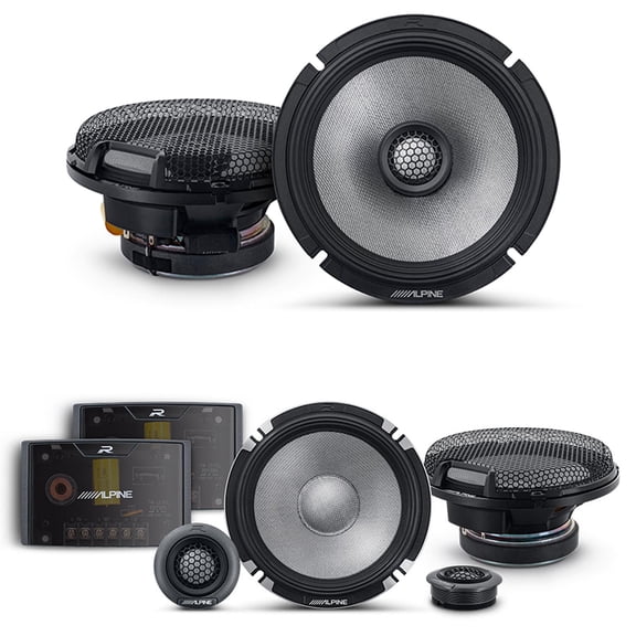 Alpine 6.5" R2 High-Resolution Speaker Bundle - A Pair of Pro-Series R2-S652 2-Way Component Speakers & a Pair of R2-S65 6.5" Coaxial Speakers