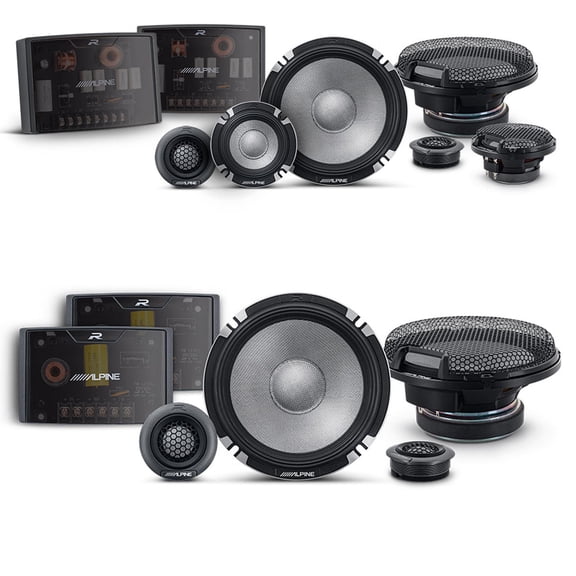 Alpine 6.5" R2 Pro-Series High-Resolution Speaker Bundle - A Pair of R2-S6533-Way Component Speakers & a Pair of R2-S652 6.5" 2-Way Component Speakers