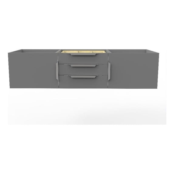Alpine 60" Gray Wood Floating Vanity Base/Brushed Nickel Handles