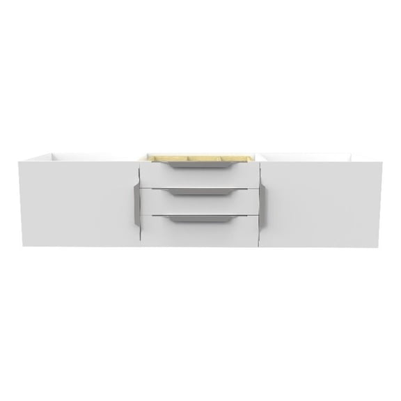 Alpine 60" White Wood Floating Vanity Base/Brushed Nickel Handles