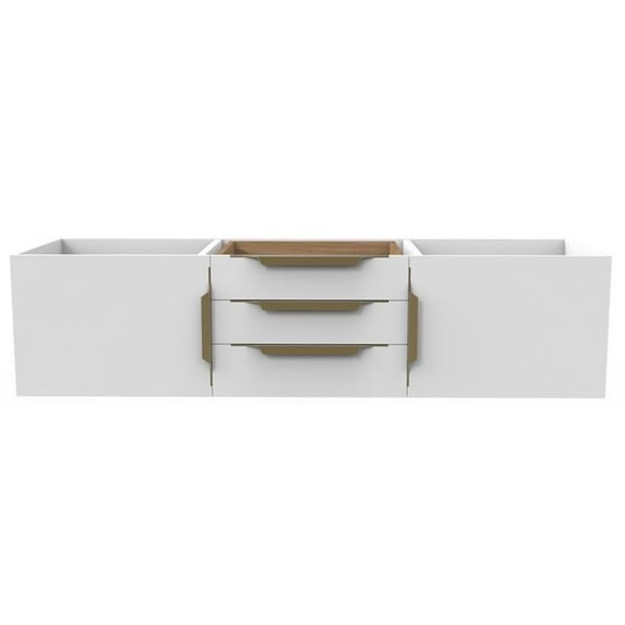 Alpine 60" Wood Floating Vanity Base in White with Gold Handles