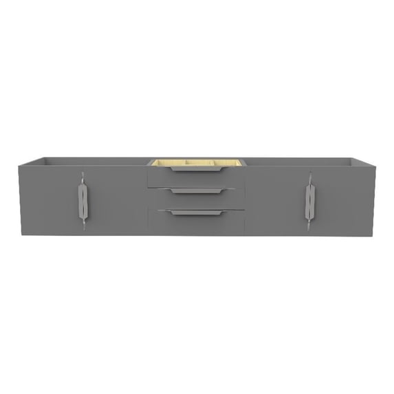 Alpine 72" Gray Wood Floating Vanity Base/Brushed Nickel Handles