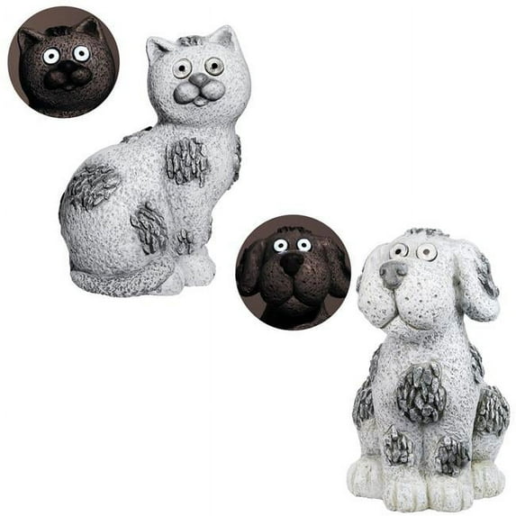 Alpine 8015839 14.25 in. Polyresin Solar Cat & Dog Statutory, Assorted Color - Case of 2