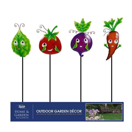 Alpine 8068765 12 in. Metal Vegetable Planter Stake, Multi Color - Pack of 12