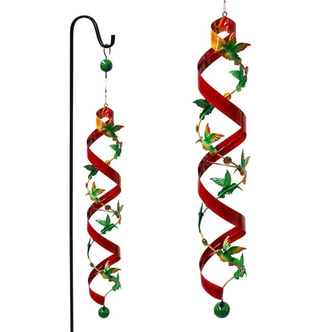 84 in. Multicolored Iron Bee Garden Stake Spinner with Shepherd Hook