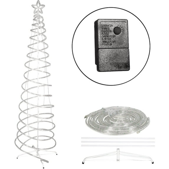 Alpine Spiral Artificial Christmas Tree 91" Pre-Lit LED Multicolor - Indoor Christmas Decor