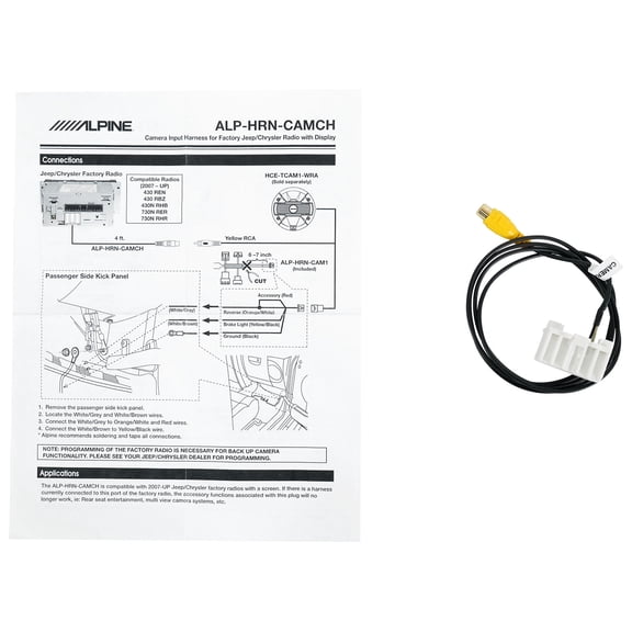 Alpine ALP-HRN-CAMCH Camera Input Harness Fits Select 2007-Up Jeep/Chrysler Cars