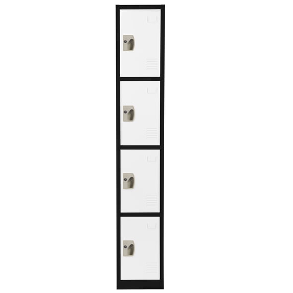 AdirOffice ALHI629204BW Steel Storage Locker, 4 Tier, 12 x 12 x 72 in., Black Body & White Doors