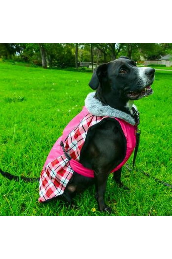 Alpine All Weather Dog Coat - Raspberry Plaid Small