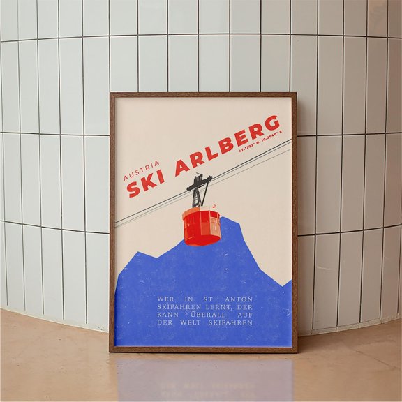 Alpine Arlberg Austria Vintage St Anton Travel Retro Alps Poster