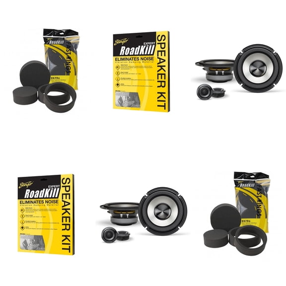 Alpine BassRev ( 2 Pair ) BRV-S65C 6.5 Comp. Speaker Set w/ Sound Deadener & Speaker Rings