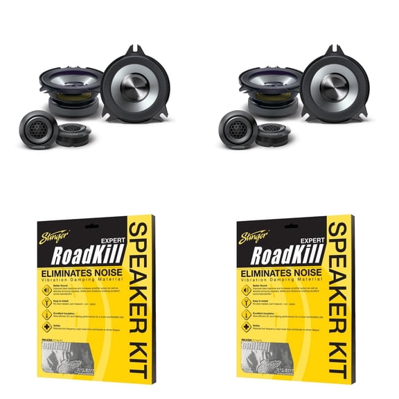 Alpine BassRev (2 pair ) BRV-S40C 4" Speaker Set w/ Sound Deadner