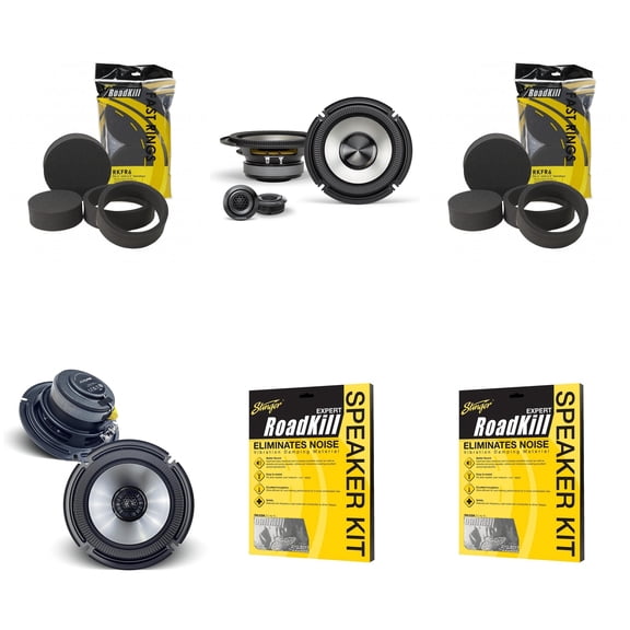 Alpine BassRev BRV-S65C 6.5 Comp. & BRV-S65 6.5" Speaker Set w/ Sound Deadener & Speaker Rings