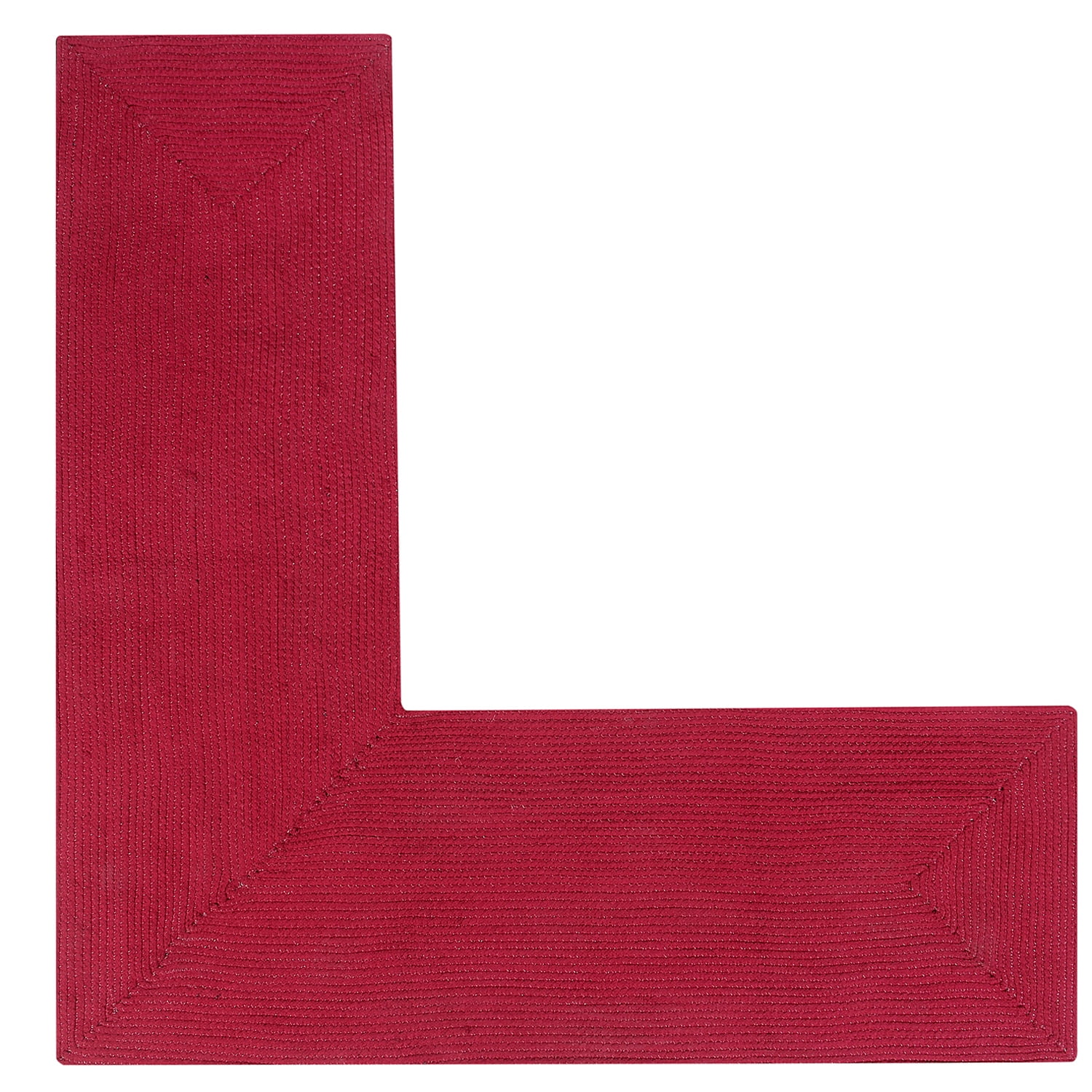 Burgundy Polypropylene L-Shape Braided Rug 24" x 68"