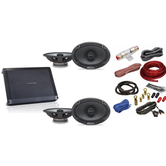 Alpine Bundle 2-Pair SPE-6090 6x9" Coax speakers, with BBX-F1200 280W 4-Ch Amp and Wiring