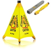 Alpine Caution Wet Floor Sign - Pop Up Slippery When Wet Sign, Wall Mounted Foldable Bilingual Yellow Safety Warning Cone For Commercial & Office Use 20 Inches