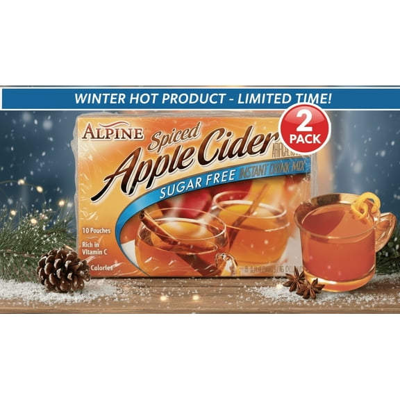 Alpine Cider, Sugar Free Spiced Apple Cider, 10 Pouches, 1 Ct (2pack)